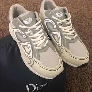 Dior Men's Gray and White Sneakers